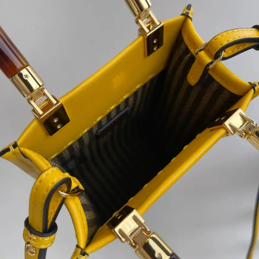 Boutique Quality || Fendi Sun Shine Mini Tortoiseshell Handbag in Yellow