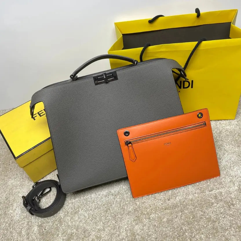 Boutique Quality || Fendi Birkin Bag with Shoulder Strap in Grey