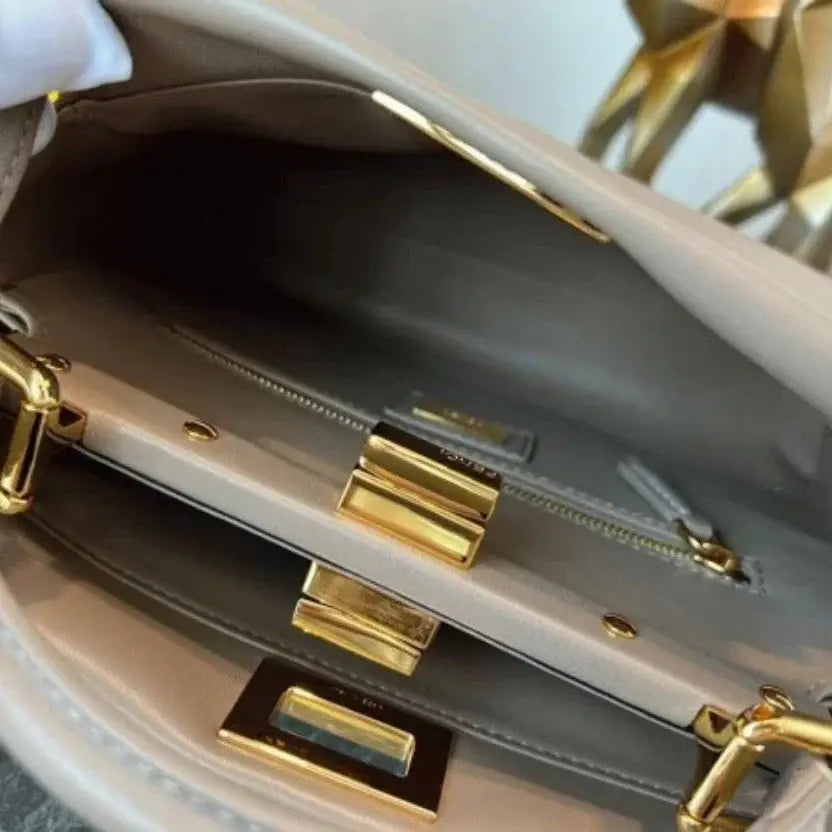 Boutique Quality || Fendi Peekaboo Mini Bag In Dove Grey Nappa Leather