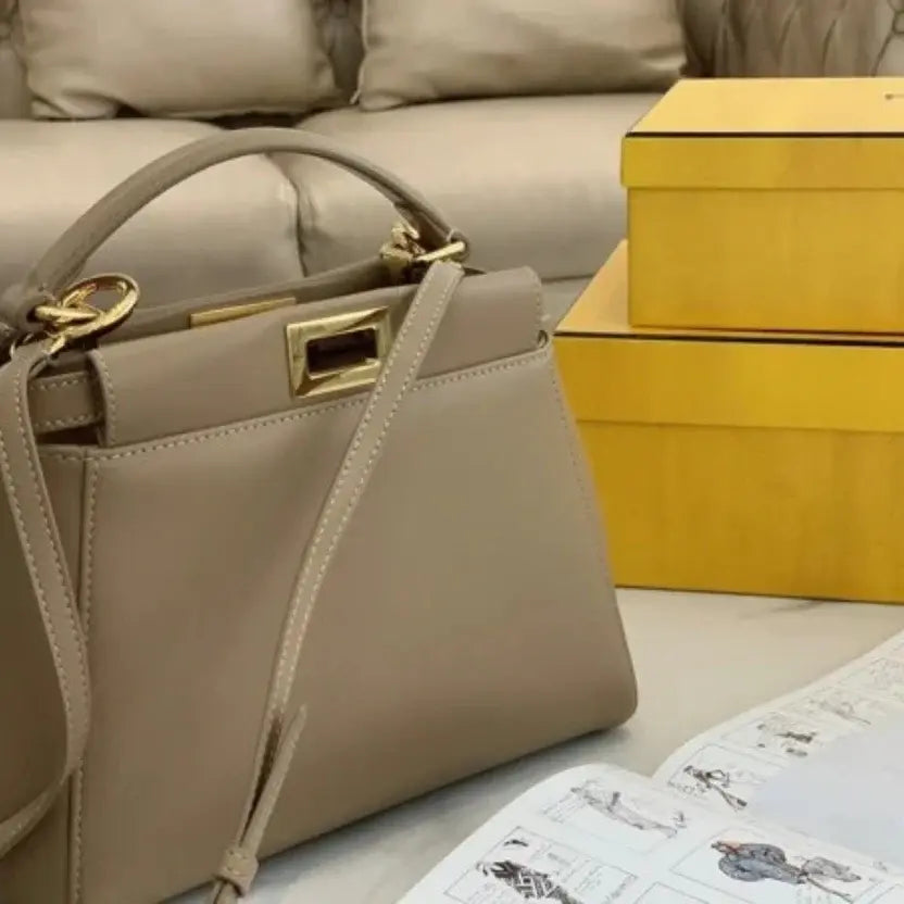 Boutique Quality || Fendi Peekaboo Mini Bag In Dove Grey Nappa Leather