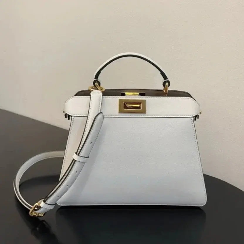 Boutique Quality || Fendi Peekaboo ISeeU Medium Bag In White Calfskin