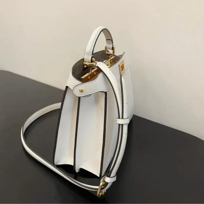 Boutique Quality || Fendi Peekaboo ISeeU Medium Bag In White Calfskin