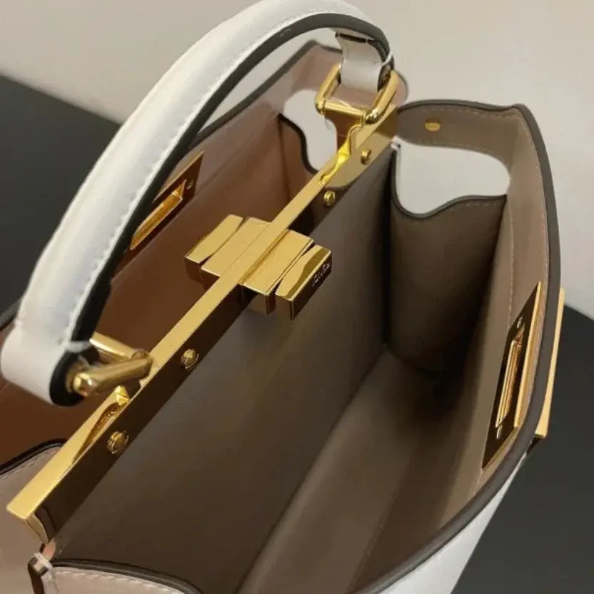 Boutique Quality || Fendi Peekaboo ISeeU Medium Bag In White Calfskin