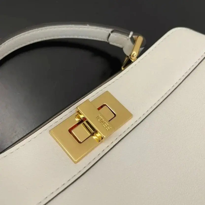 Boutique Quality || Fendi Peekaboo ISeeU Medium Bag In White Calfskin