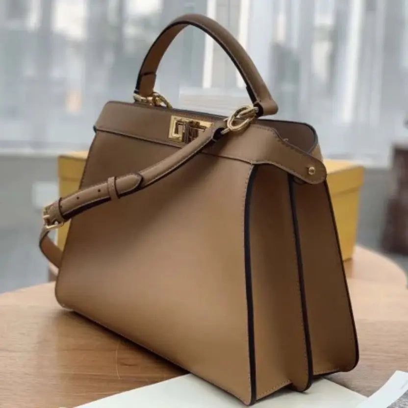 Boutique Quality || Fendi Peekaboo ISeeU Medium Bag In Beige Calfskin