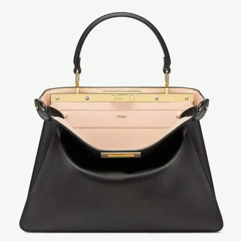 Boutique Quality || Fendi Peekaboo ISeeU Medium Bag In Black Calfskin
