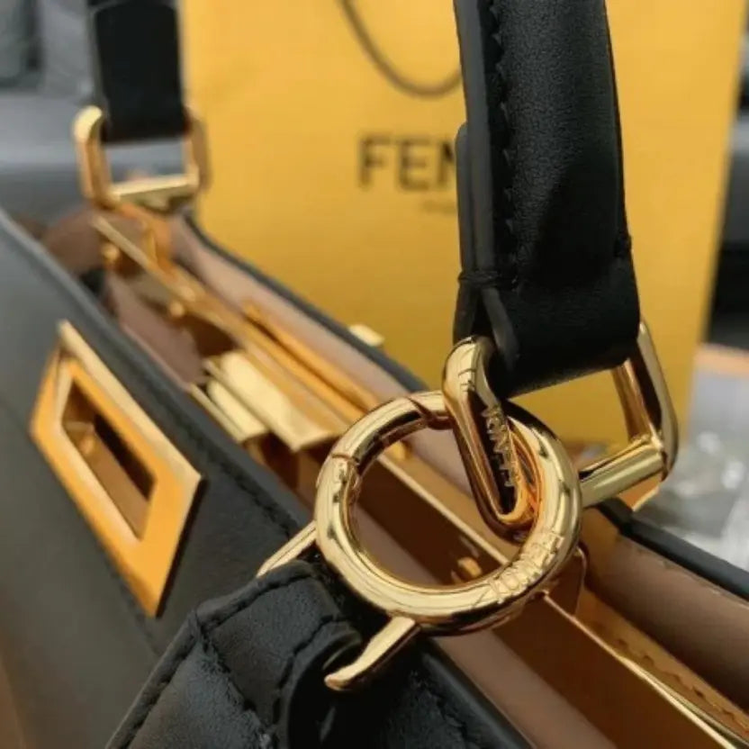 Boutique Quality || Fendi Peekaboo ISeeU Medium Bag In Black Calfskin