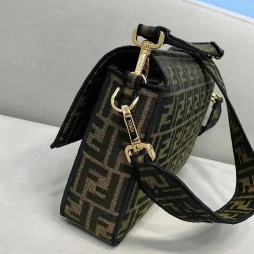 Boutique Quality || Fendi Large Baguette Bag In Brown FF Jacquard Fabric