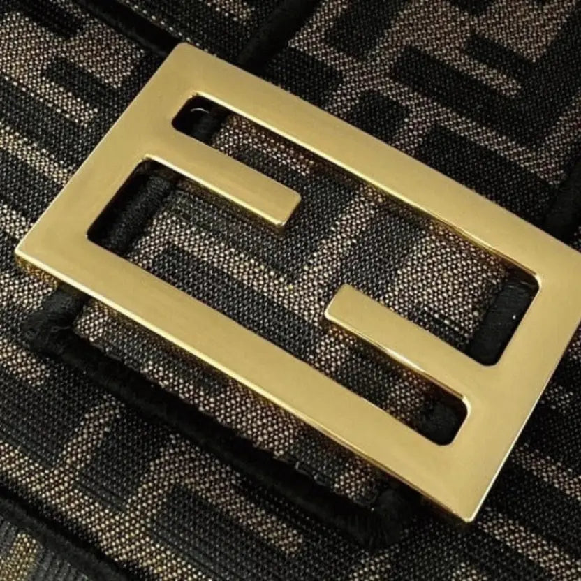 Boutique Quality || Fendi Large Baguette Bag In Brown FF Jacquard Fabric