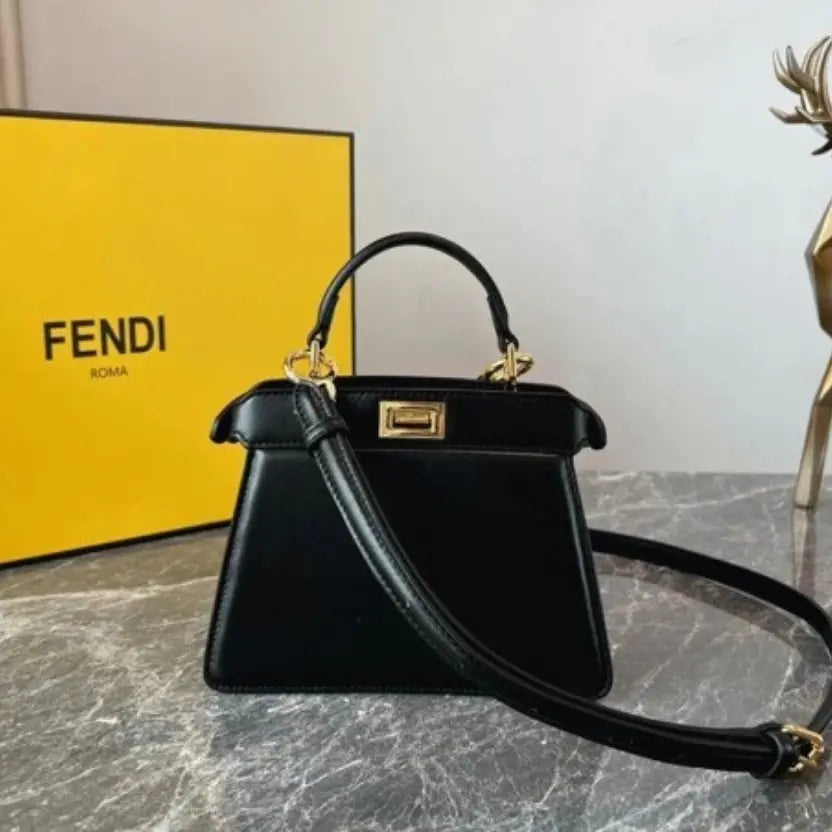 Boutique Quality || Fendi Peekaboo ISeeU Petite Bag In Black Nappa Leather