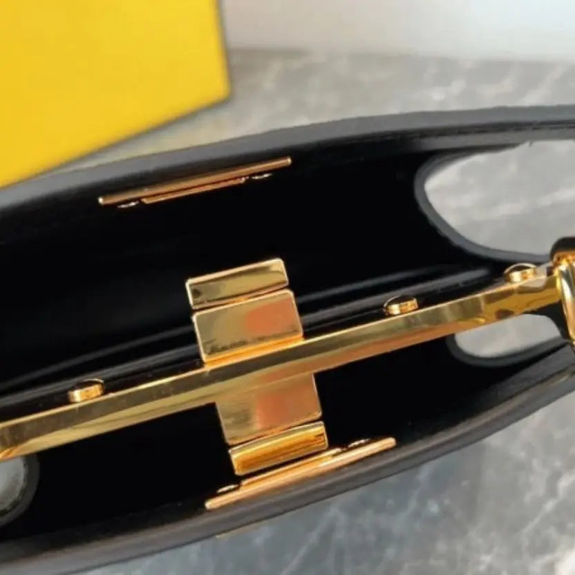 Boutique Quality || Fendi Peekaboo ISeeU Petite Bag In Black Nappa Leather
