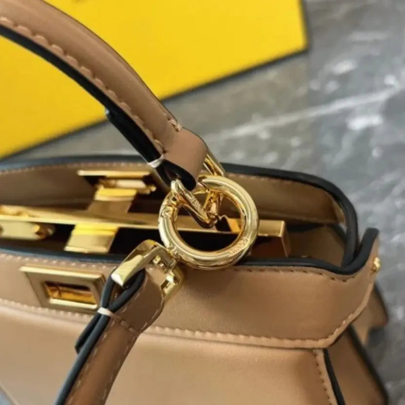 Boutique Quality || Fendi Peekaboo ISeeU Petite Bag In Beige Nappa Leather