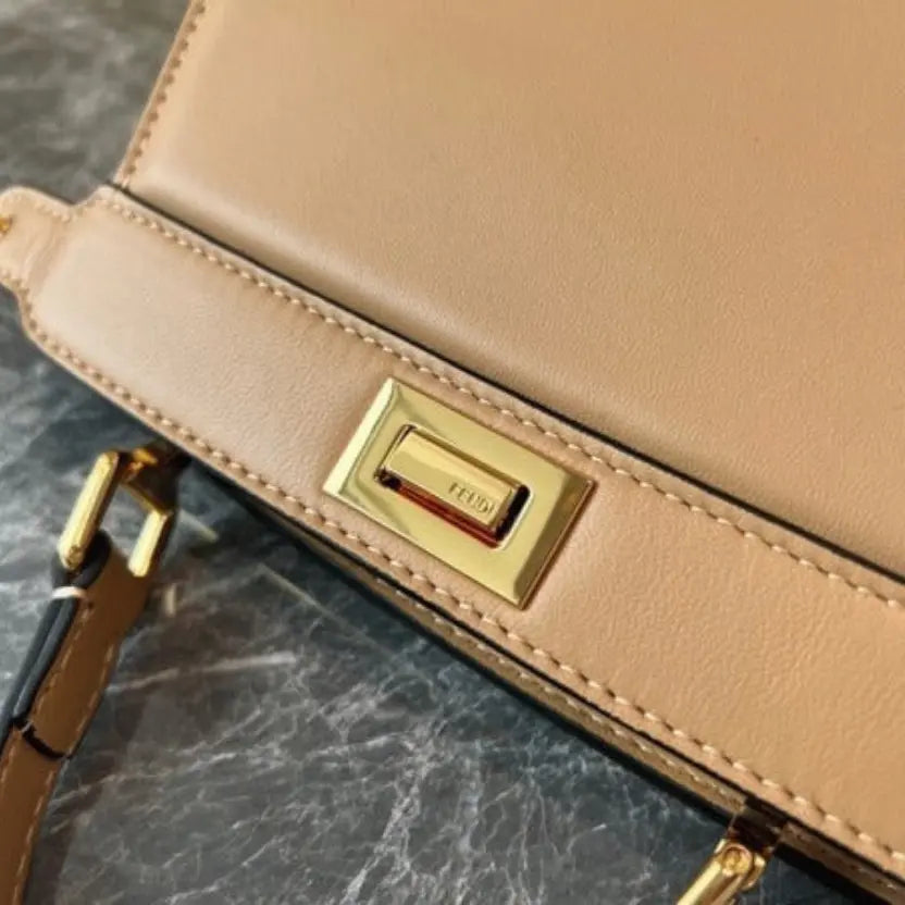 Boutique Quality || Fendi Peekaboo ISeeU Petite Bag In Beige Nappa Leather