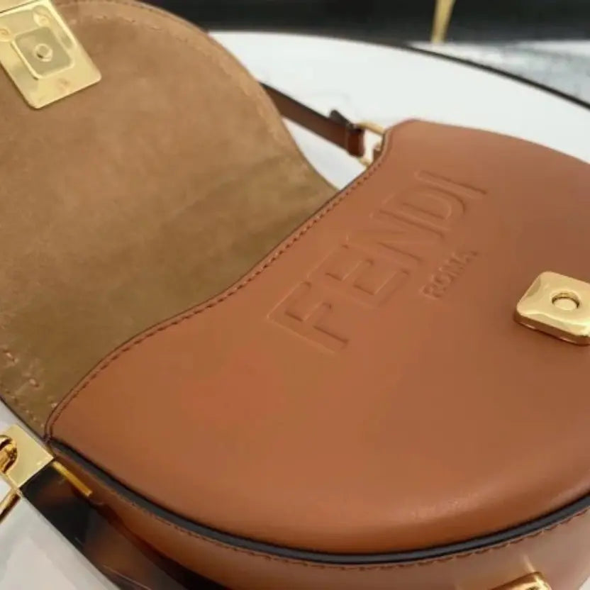 Boutique Quality || Fendi Moonlight Saddle Bag In Brown Calfskin