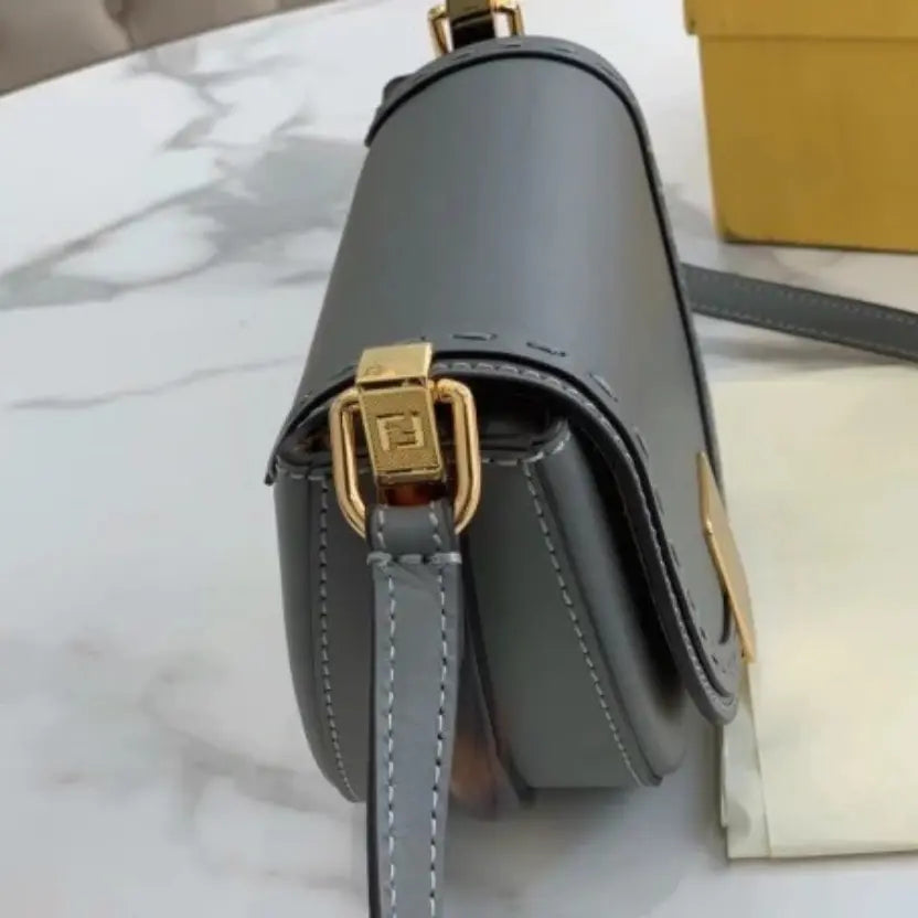 Boutique Quality || Fendi Moonlight Saddle Bag In Grey Calfskin