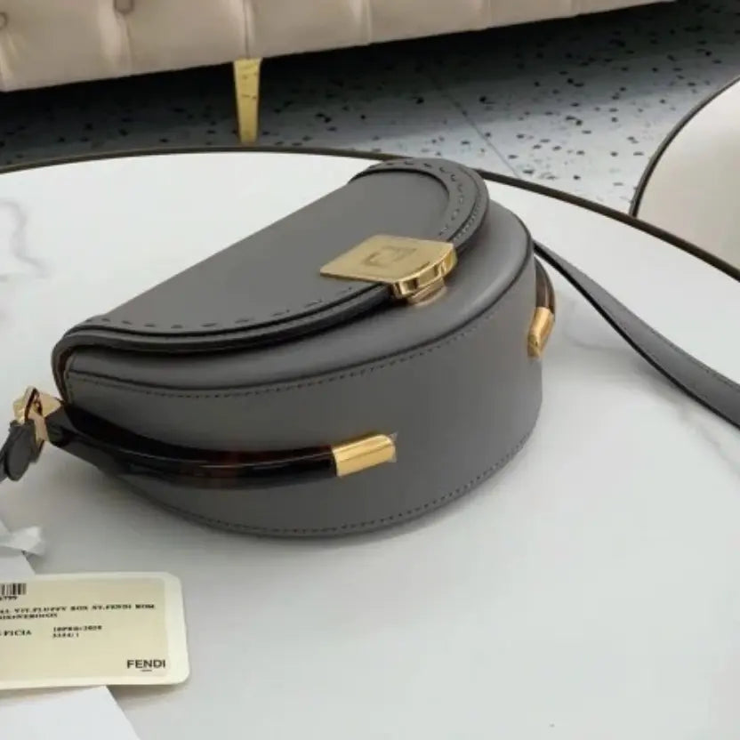 Boutique Quality || Fendi Moonlight Saddle Bag In Grey Calfskin