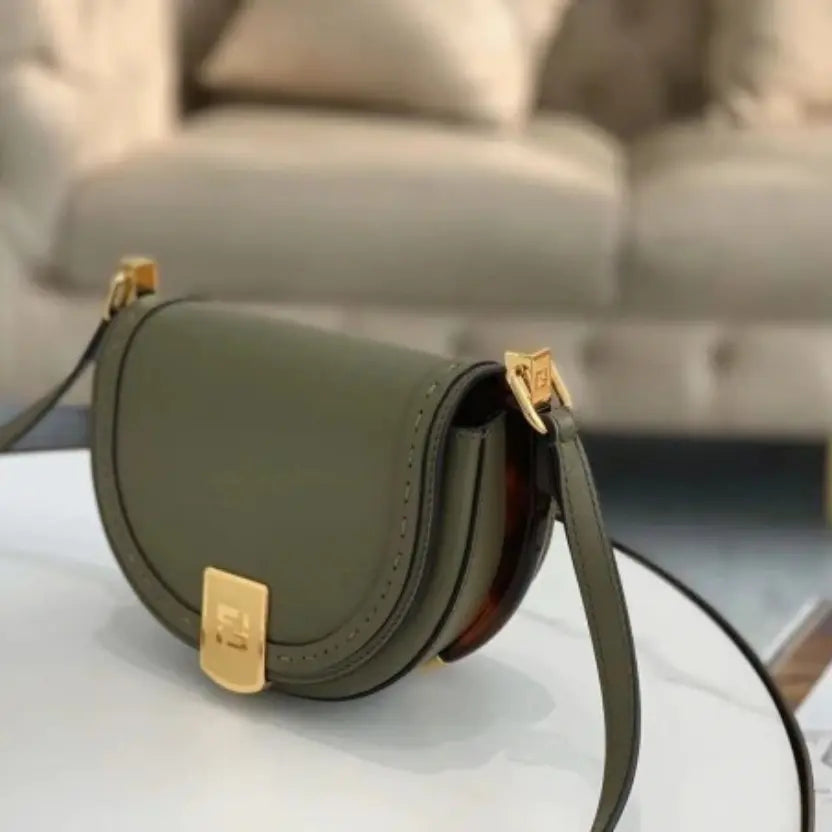Boutique Quality || Fendi Moonlight Saddle Bag In Green Calfskin