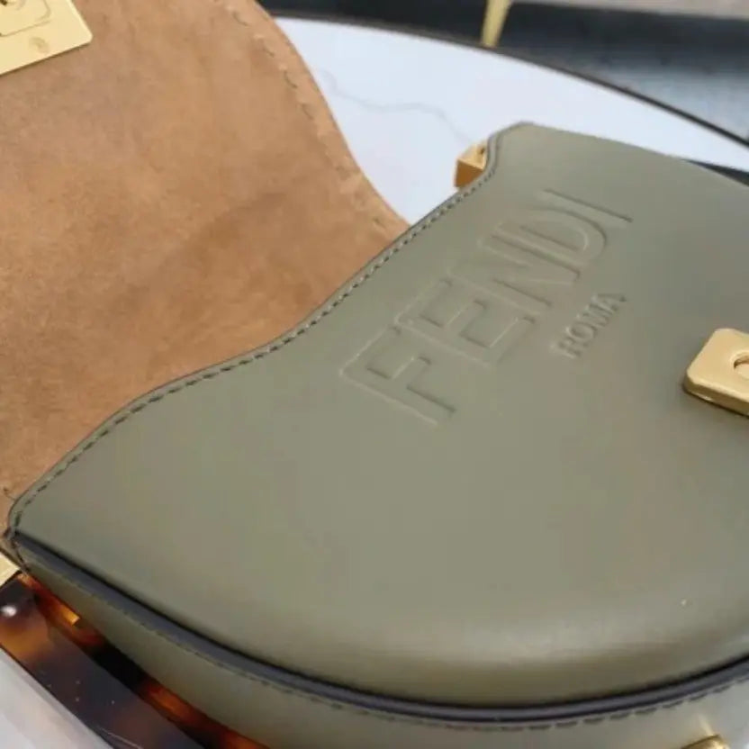Boutique Quality || Fendi Moonlight Saddle Bag In Green Calfskin