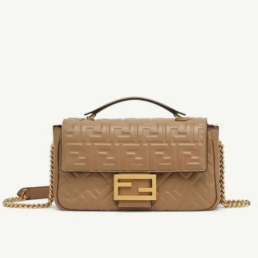 Boutique Quality || Fendi Baguette Chain Midi Bag In Taupe
