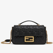 Boutique Quality || Fendi Baguette Chain Midi Bag In Black