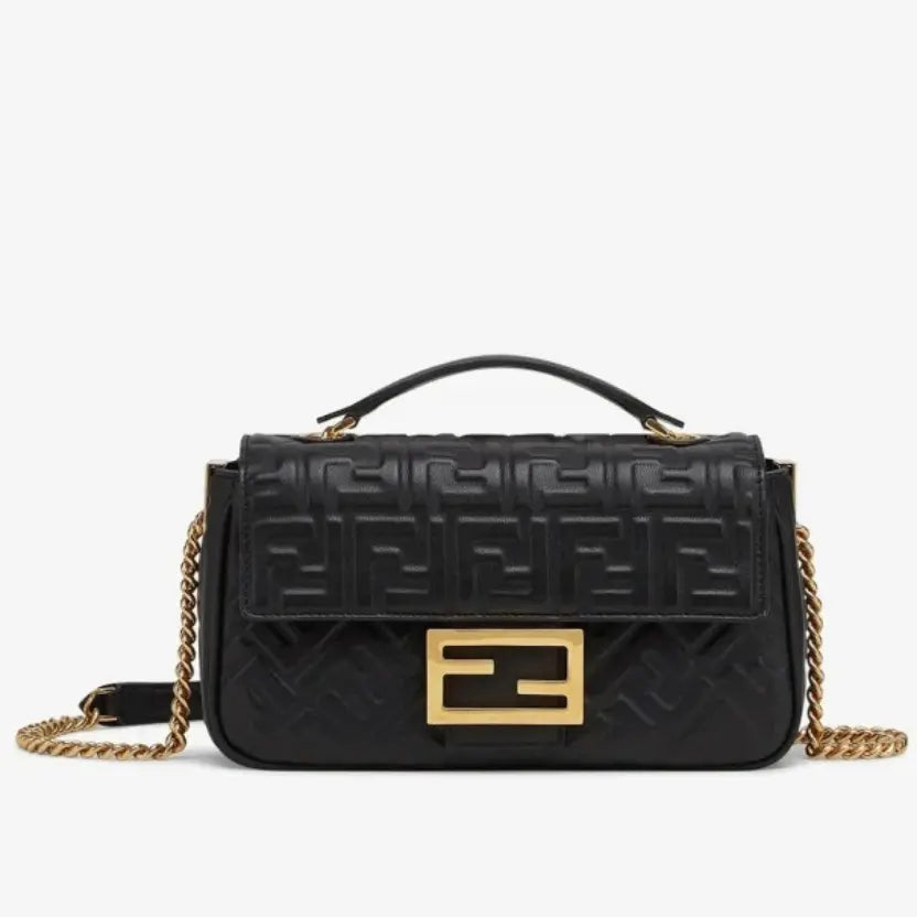 Boutique Quality || Fendi Baguette Chain Midi Bag In Black