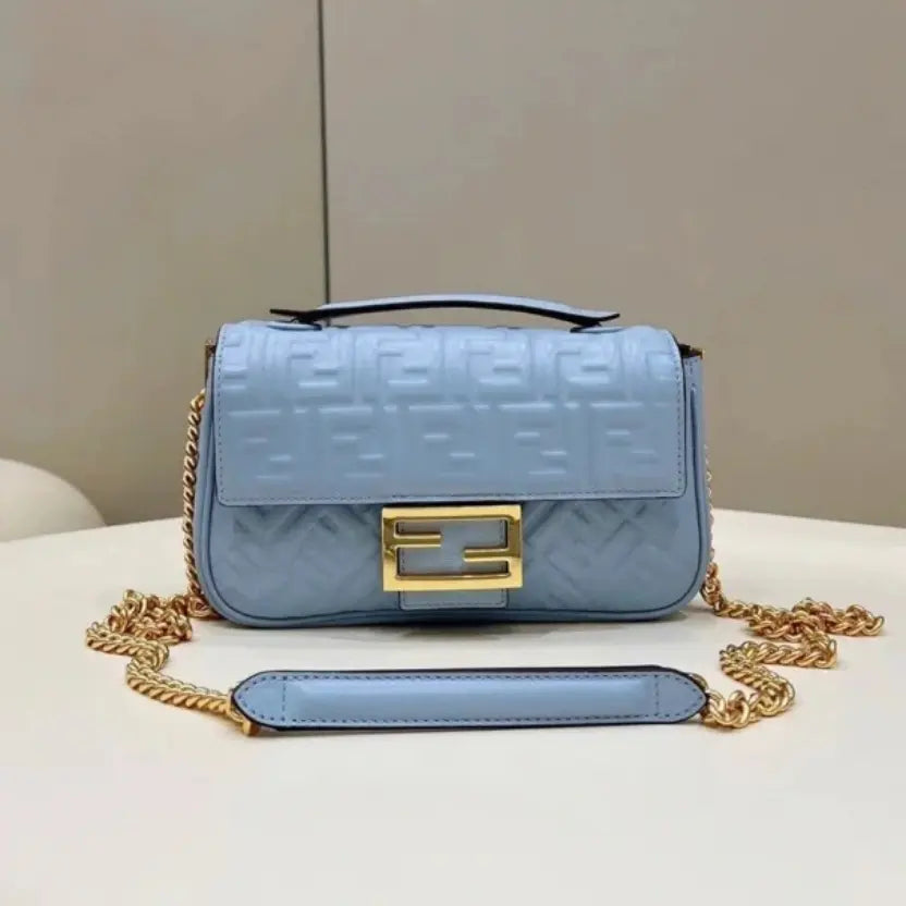 Boutique Quality || Fendi Baguette Chain Midi Bag In Blue