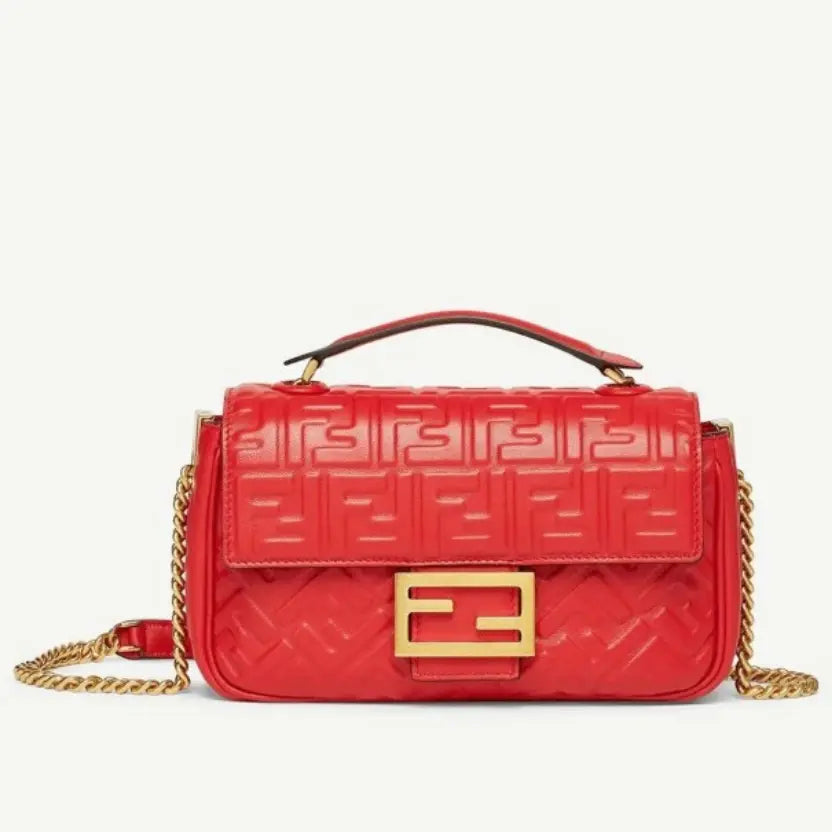 Boutique Quality || Fendi Baguette Chain Midi Bag In Red