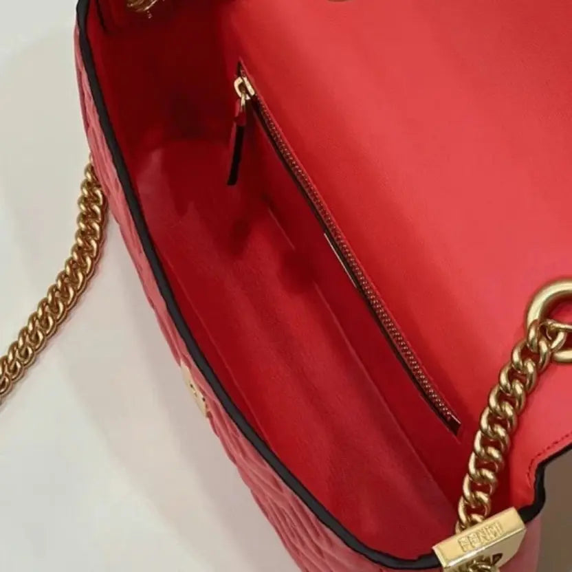 Boutique Quality || Fendi Baguette Chain Midi Bag In Red