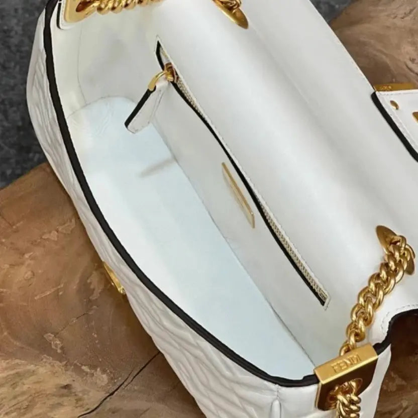 Boutique Quality || Fendi Baguette Chain Midi Bag In White