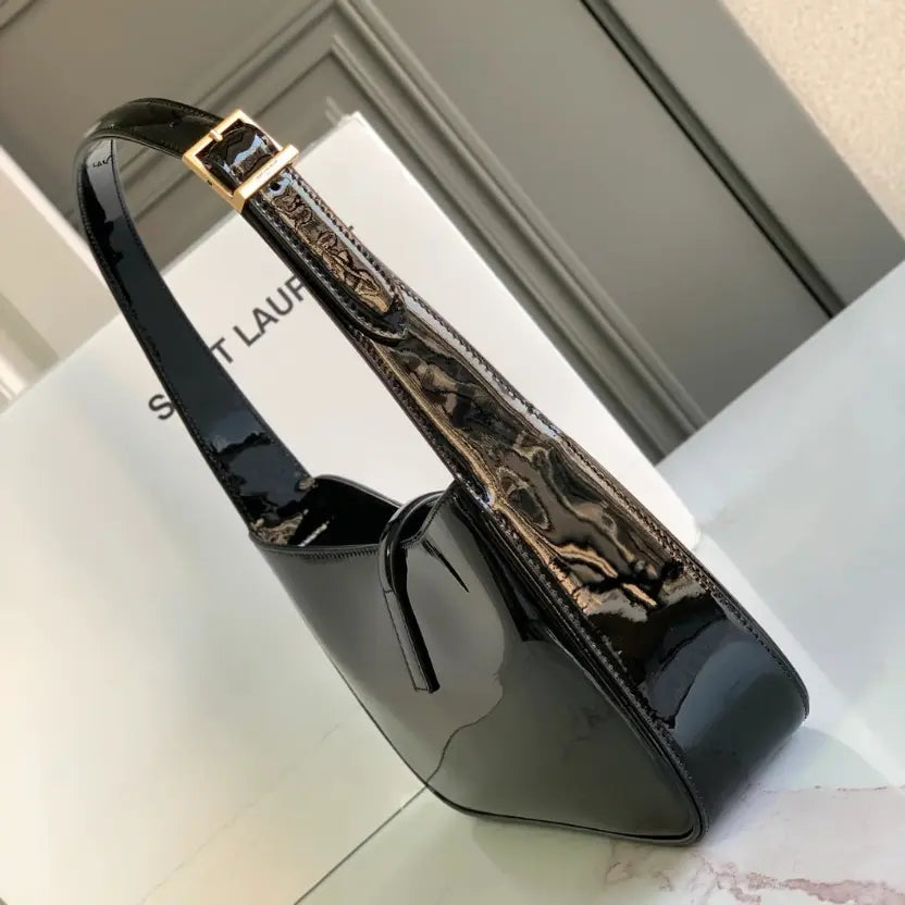 Boutique Quality || YSL Black patent Leather Underarm Bag