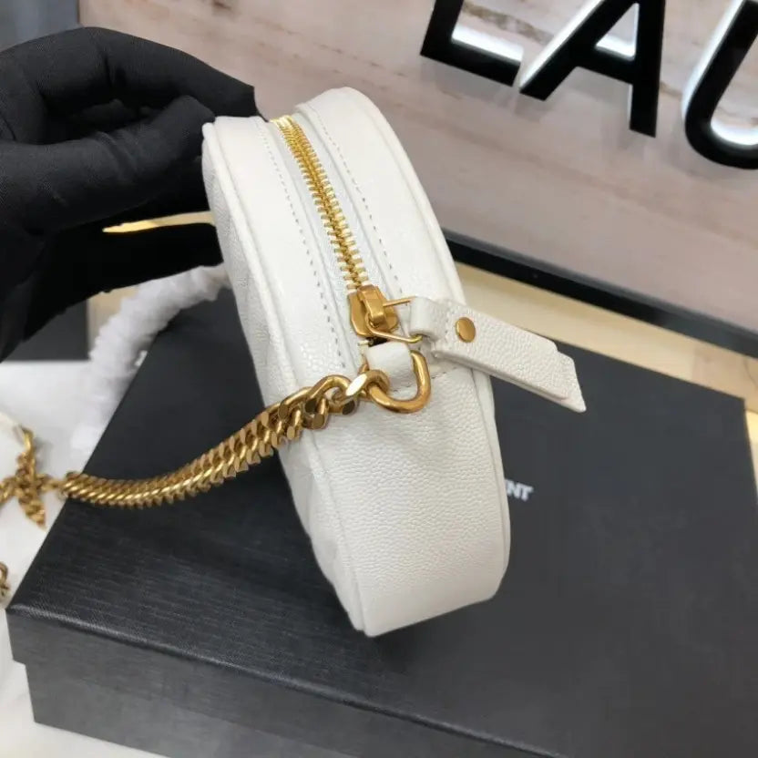 Boutique Quality || YSL Round Bag in White