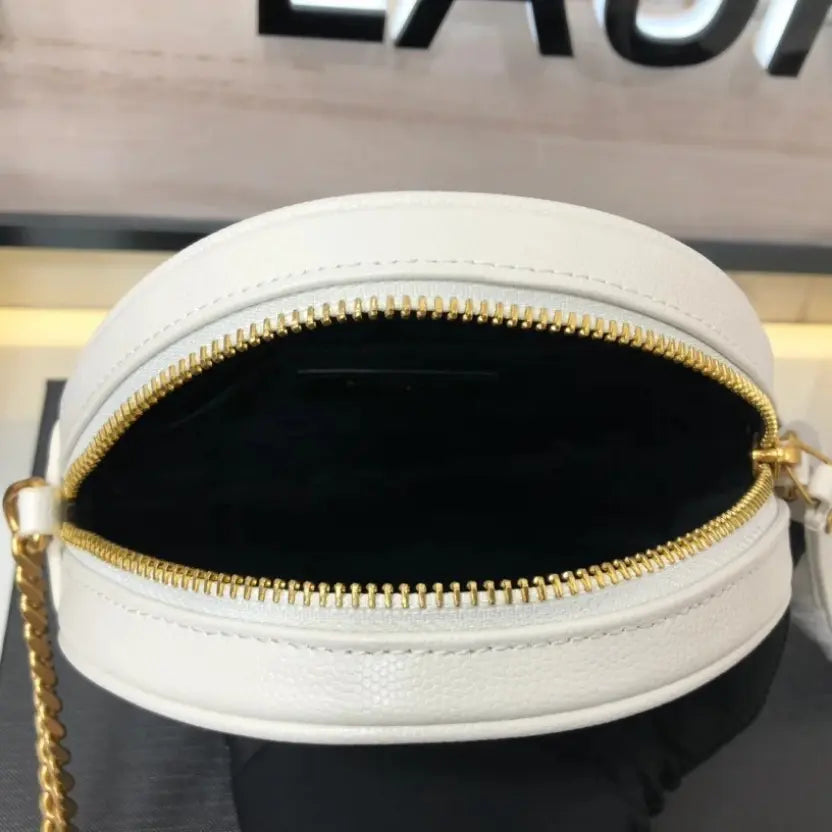 Boutique Quality || YSL Round Bag in White