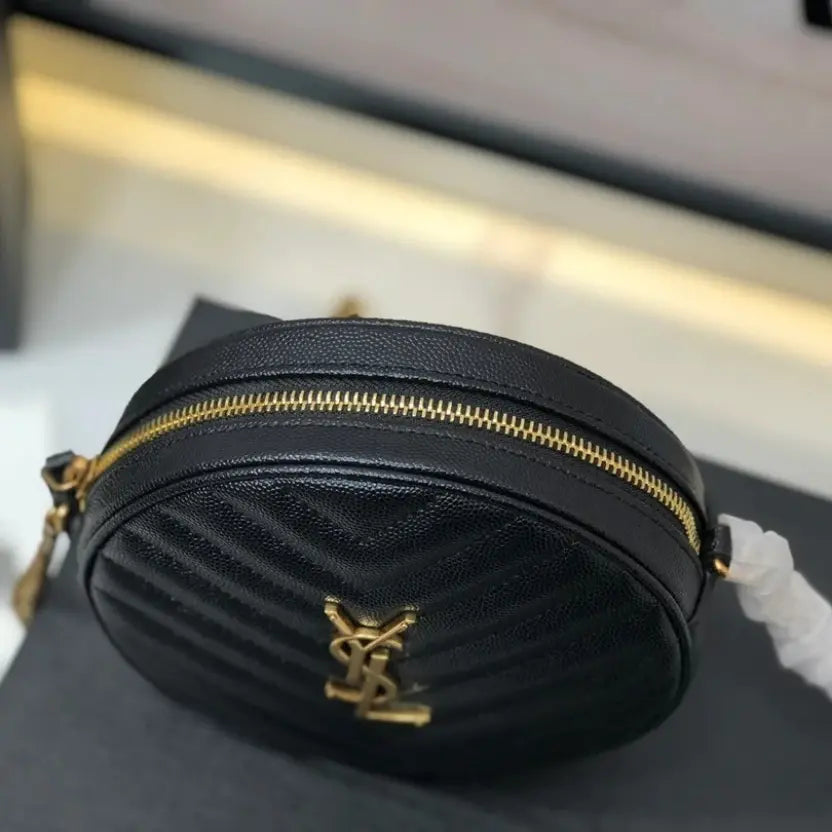 Boutique Quality || YSL Round Bag in Black and Gold