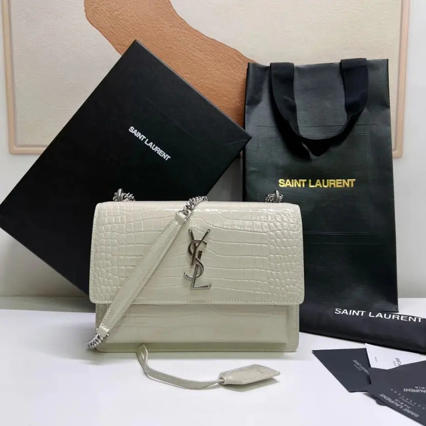 Boutique Quality || YSL Classic Sunset Bag in White