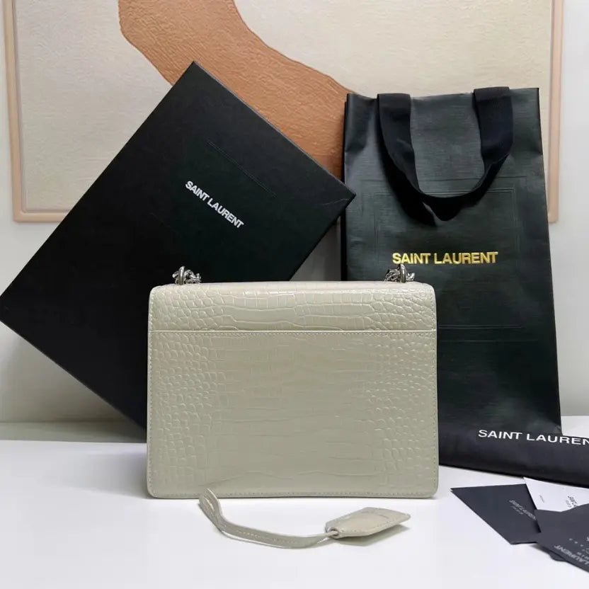 Boutique Quality || YSL Classic Sunset Bag in White