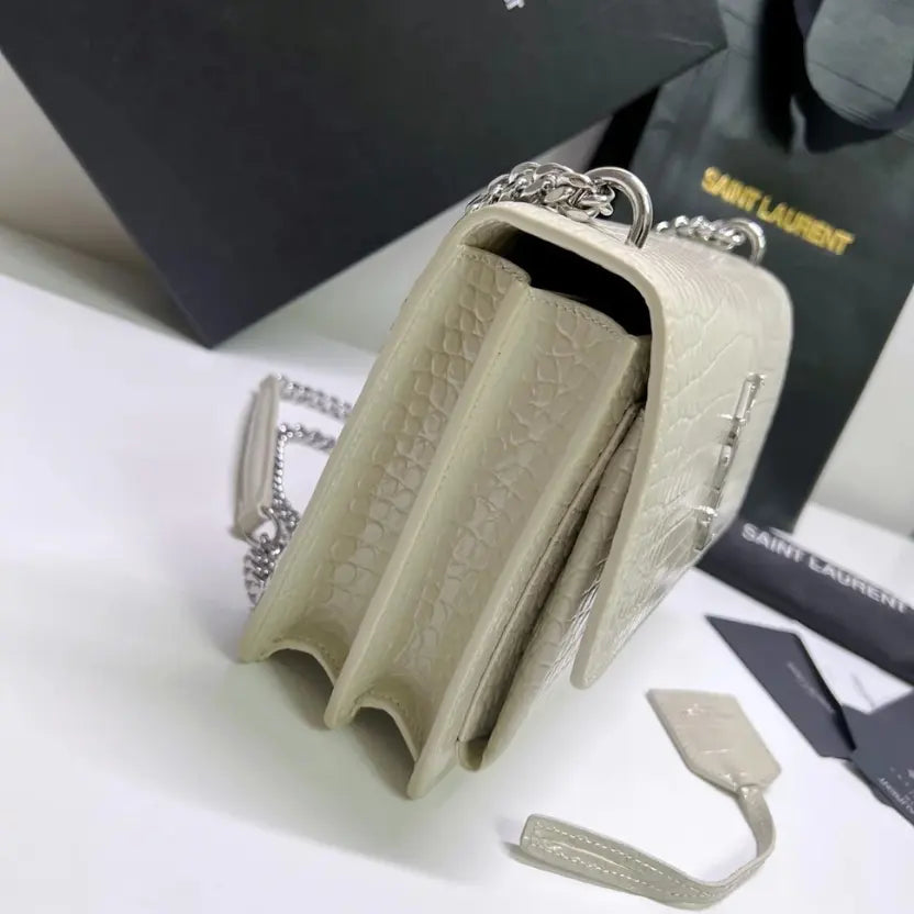 Boutique Quality || YSL Classic Sunset Bag in White