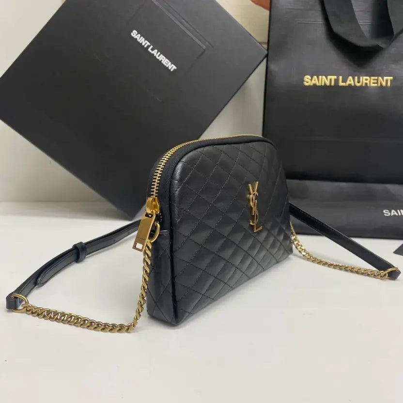 Boutique Quality || YSL Leather Shell Bag in Black