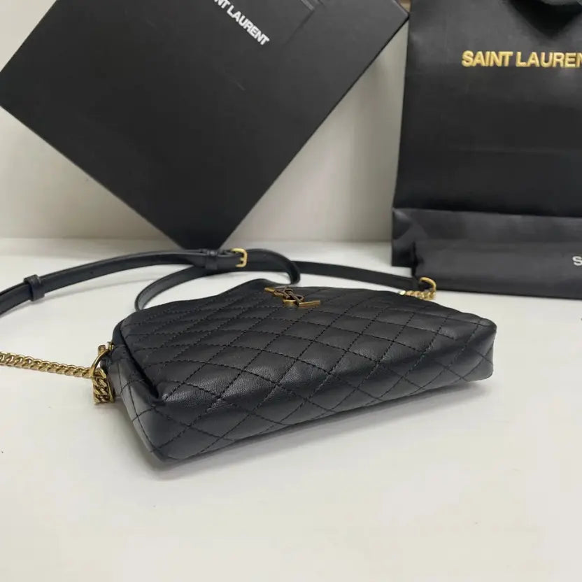 Boutique Quality || YSL Leather Shell Bag in Black