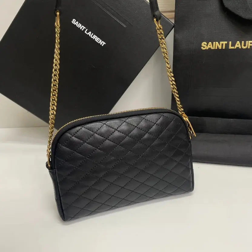 Boutique Quality || YSL Leather Shell Bag in Black