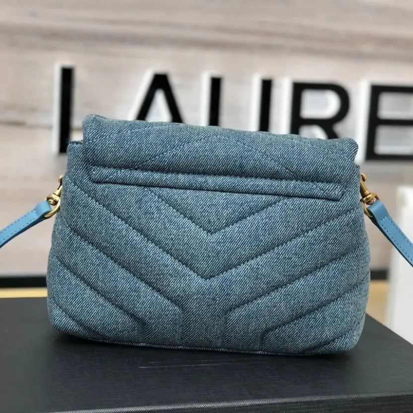 Boutique Quality || YSL Y-shaped Crossbody Bag in Denim Blue