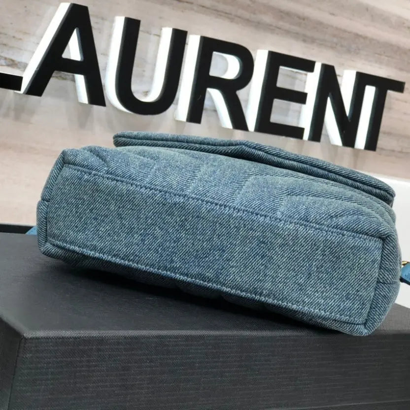 Boutique Quality || YSL Y-shaped Crossbody Bag in Denim Blue