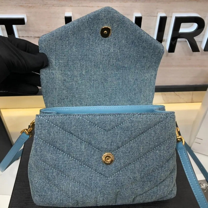 Boutique Quality || YSL Y-shaped Crossbody Bag in Denim Blue
