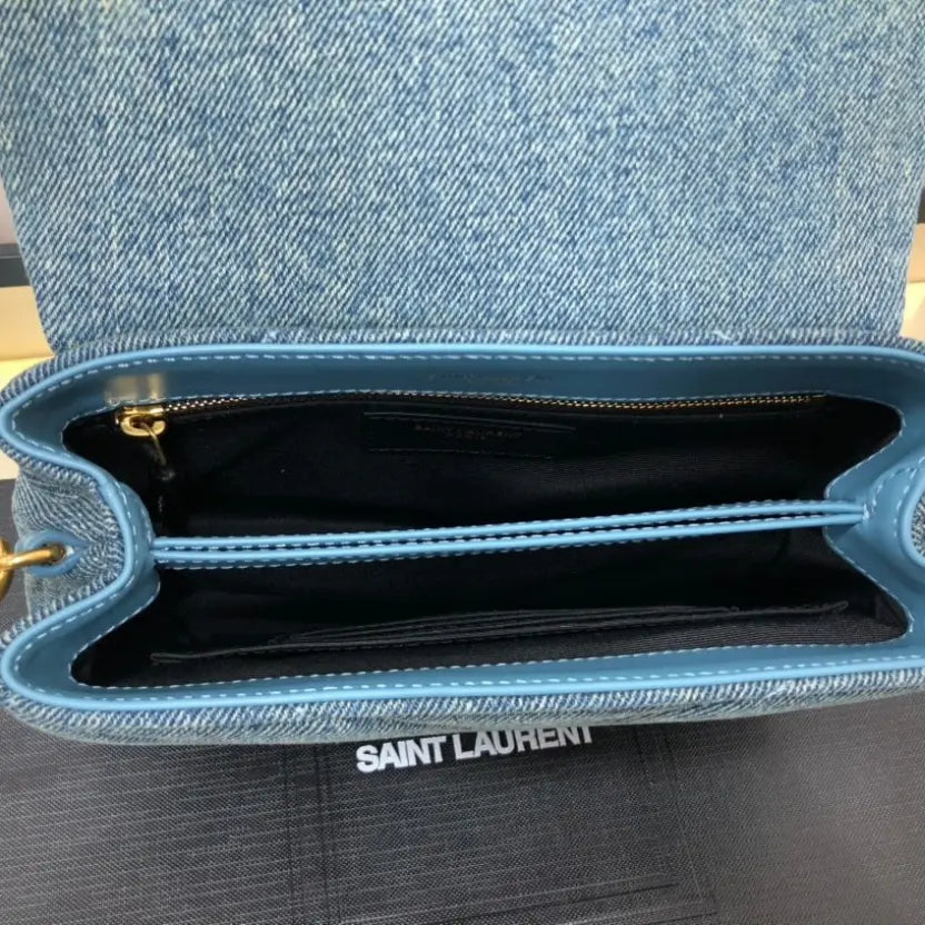 Boutique Quality || YSL Y-shaped Crossbody Bag in Denim Blue