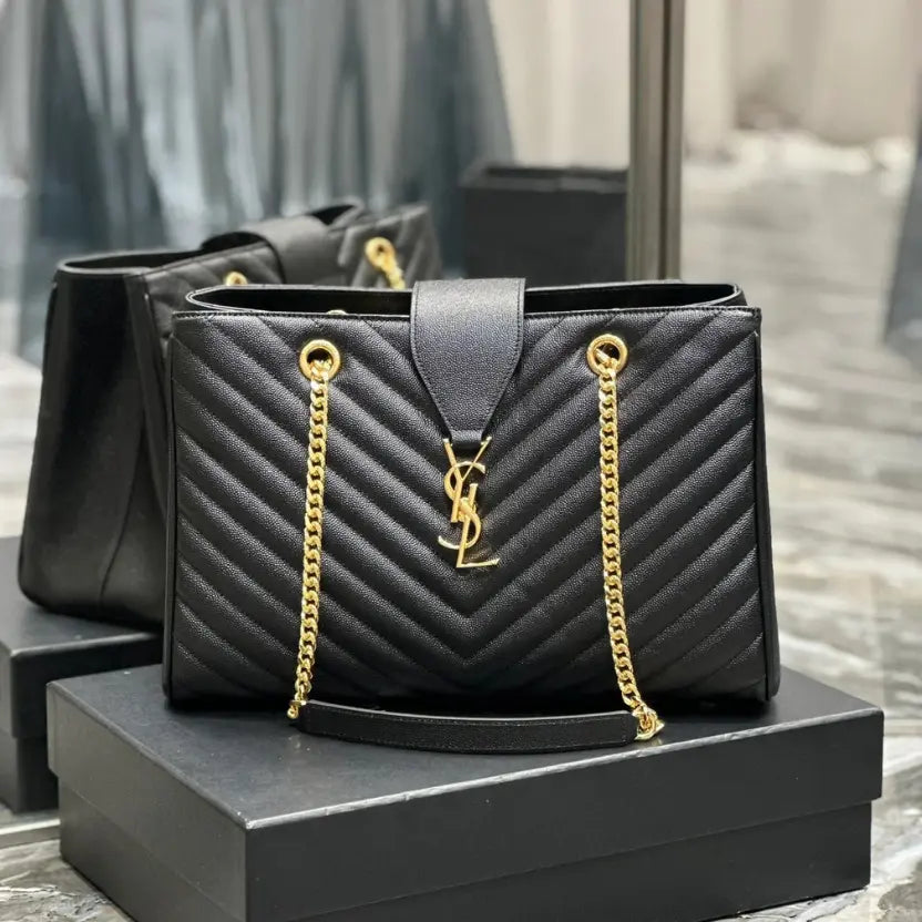 Boutique Quality || YSL Caviar Leather Large Tote Bag in Black
