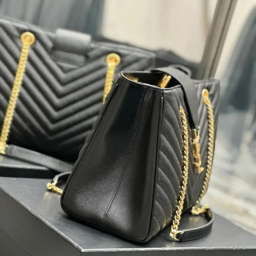 Boutique Quality || YSL Caviar Leather Large Tote Bag in Black