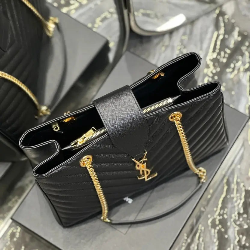 Boutique Quality || YSL Caviar Leather Large Tote Bag in Black
