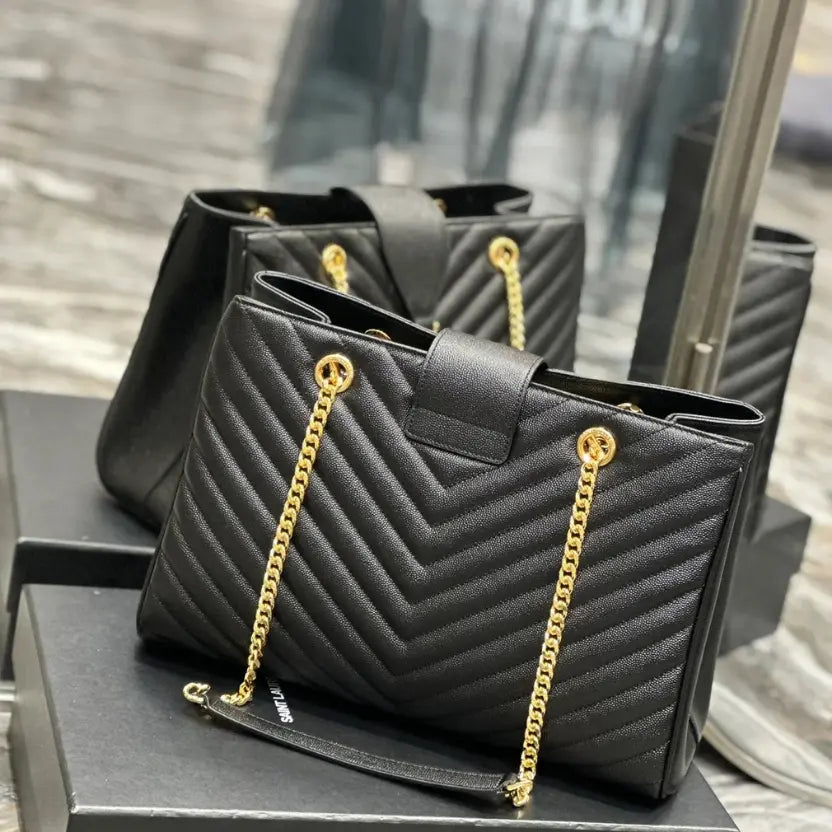 Boutique Quality || YSL Caviar Leather Large Tote Bag in Black