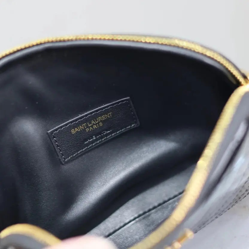 Boutique Quality || YSL Black Patent Leather with Gold Hardware GABY Chain Bag