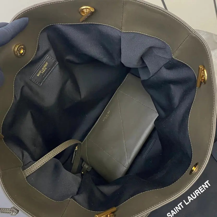 Boutique Quality || YSL Green Lambskin/Gold Leather Tote Bag