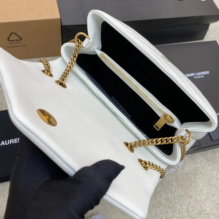 Boutique Quality || YSL Medium-Sized Long Envelope Crossbody Bag in White